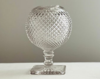 Vintage Westmoreland Glass Ivy Bowl: Diamond Cut Art Glass Vase