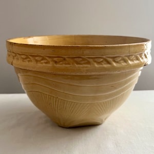 Antique Yellow Ware Bowl 10 Inch Pottery Bowl Farmhouse Bowl Old Rustic Yellowware