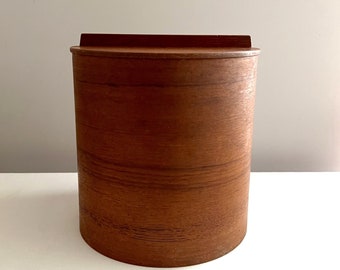 Mid-Century Minimal Wood Veneer Ice Bucket Lined Canister