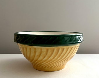 Vintage Fioriware Mixing Bowl Corn Yellow Green Band Zanesville, Ohio Pottery