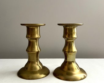 Mid-Century Chunky Brass Candle Stick Holders