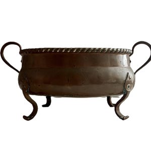 Vintage Double Handle Copper Pot on 4 Feet