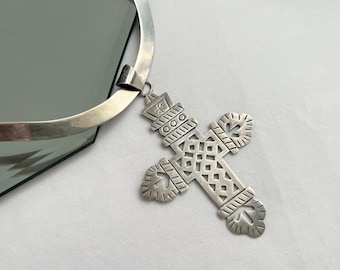 Vintage Modern Cross Necklace 925 Sterling Silver