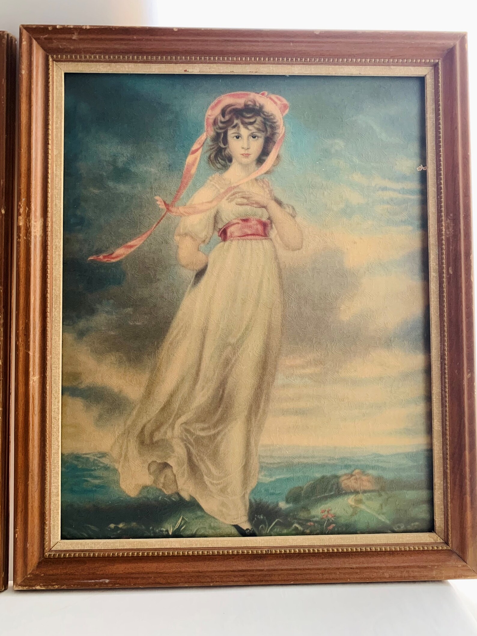 Vintage Romantic Framed Art Prints Linen Wood Frame Set of 2 Etsy