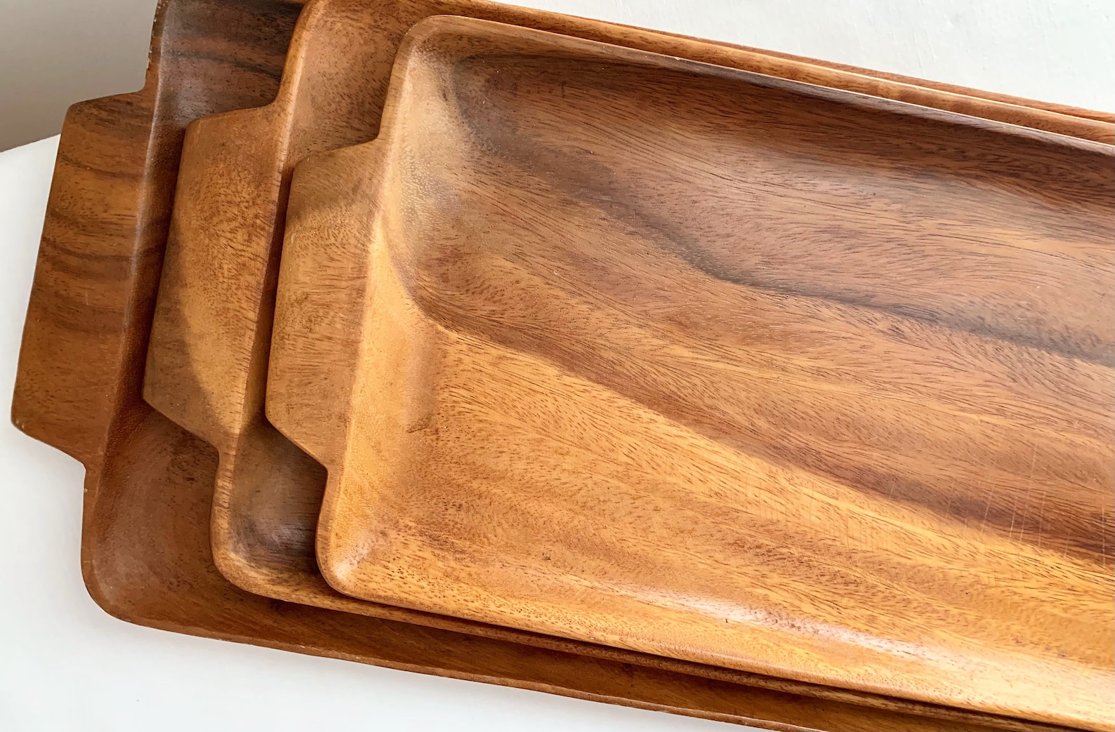 Vintage Wooden Trays Set of 3 Wood Serving Trays 1960's Etsy