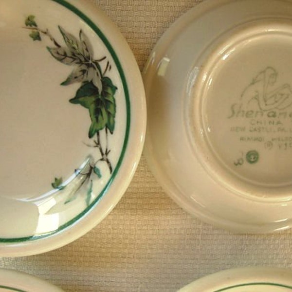 4 SHENAGO VINTAGE Chine petites assiettes sous-verres beurre Pats Diner Chine 4 petit beurre Pat plaques rétro milieu Mod Dinerware Shenago plaques de Chine