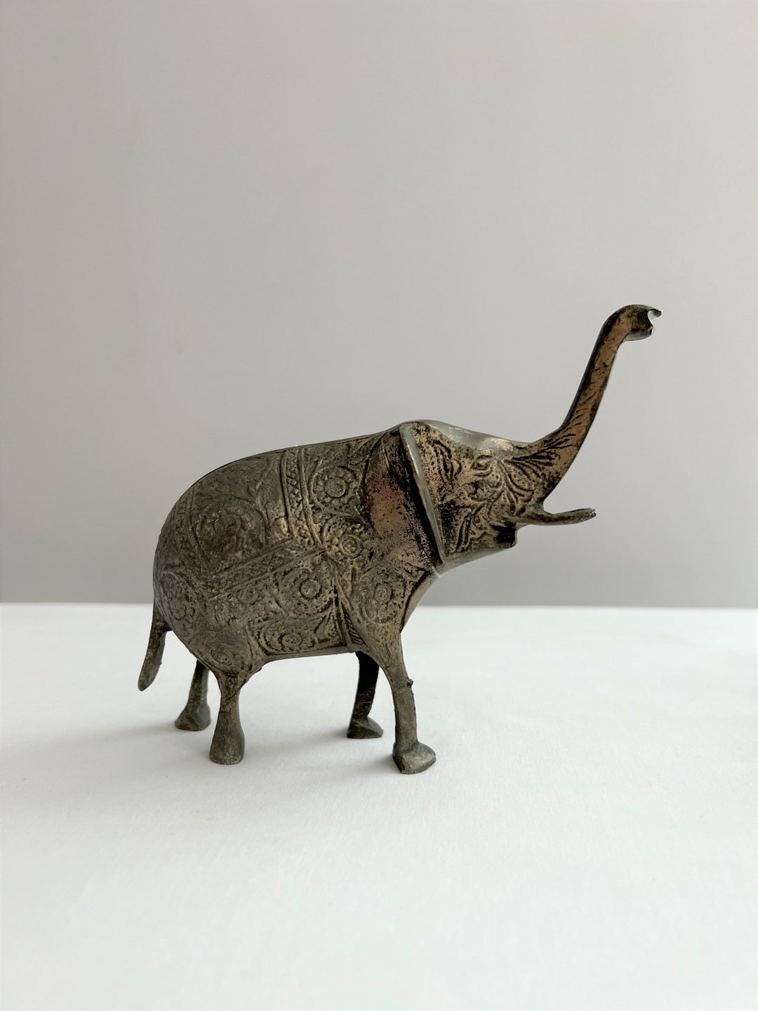 Mid-century Engraved Brass Elephant - Etsy