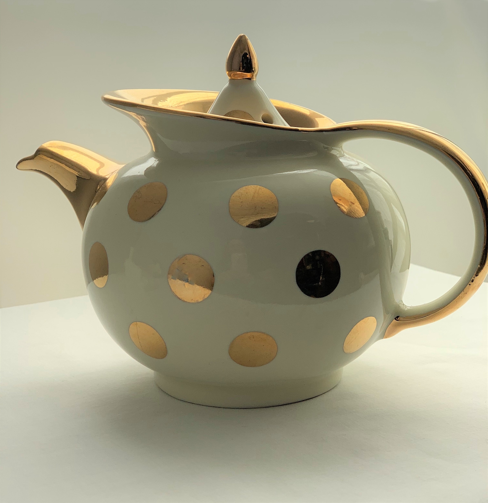 Vintage Art Deco Teapot by HALL Gold Polka Dot Teapot Etsy