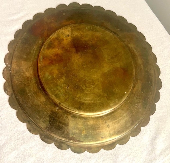 Mid-century Engraved Brass Plate: Floral Design, 10