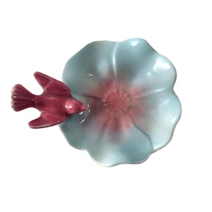 Vintage Royal Copley Bird Flower Dish: Mid-Century Art Pottery
