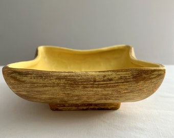 Mid-Century McCoy Yellow & Gold Atomic Era McCoy Low Profile Bowl, Planter