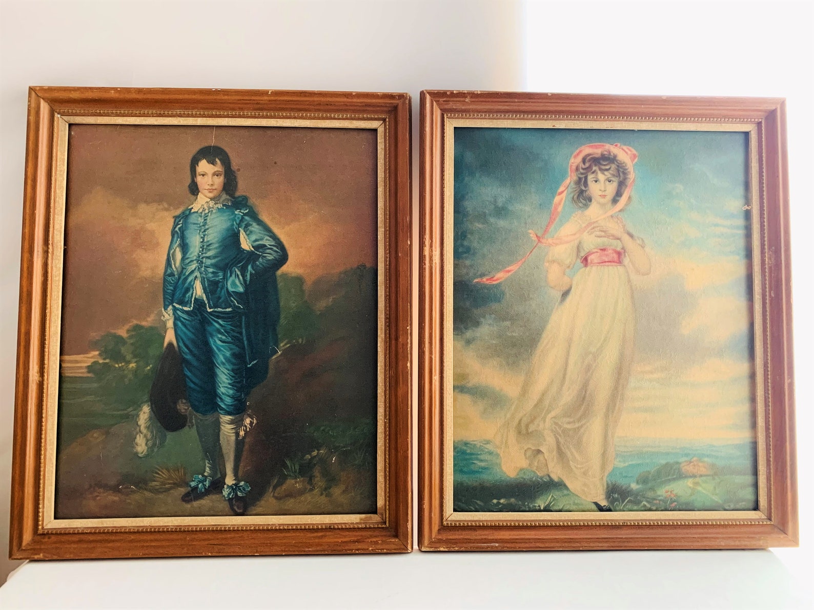 Vintage Romantic Framed Art Prints Linen Wood Frame Set of 2 Etsy