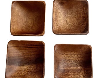 Vintage Hand Crafted Wood Bowls: Mid-Century Stacking Snack Bowls