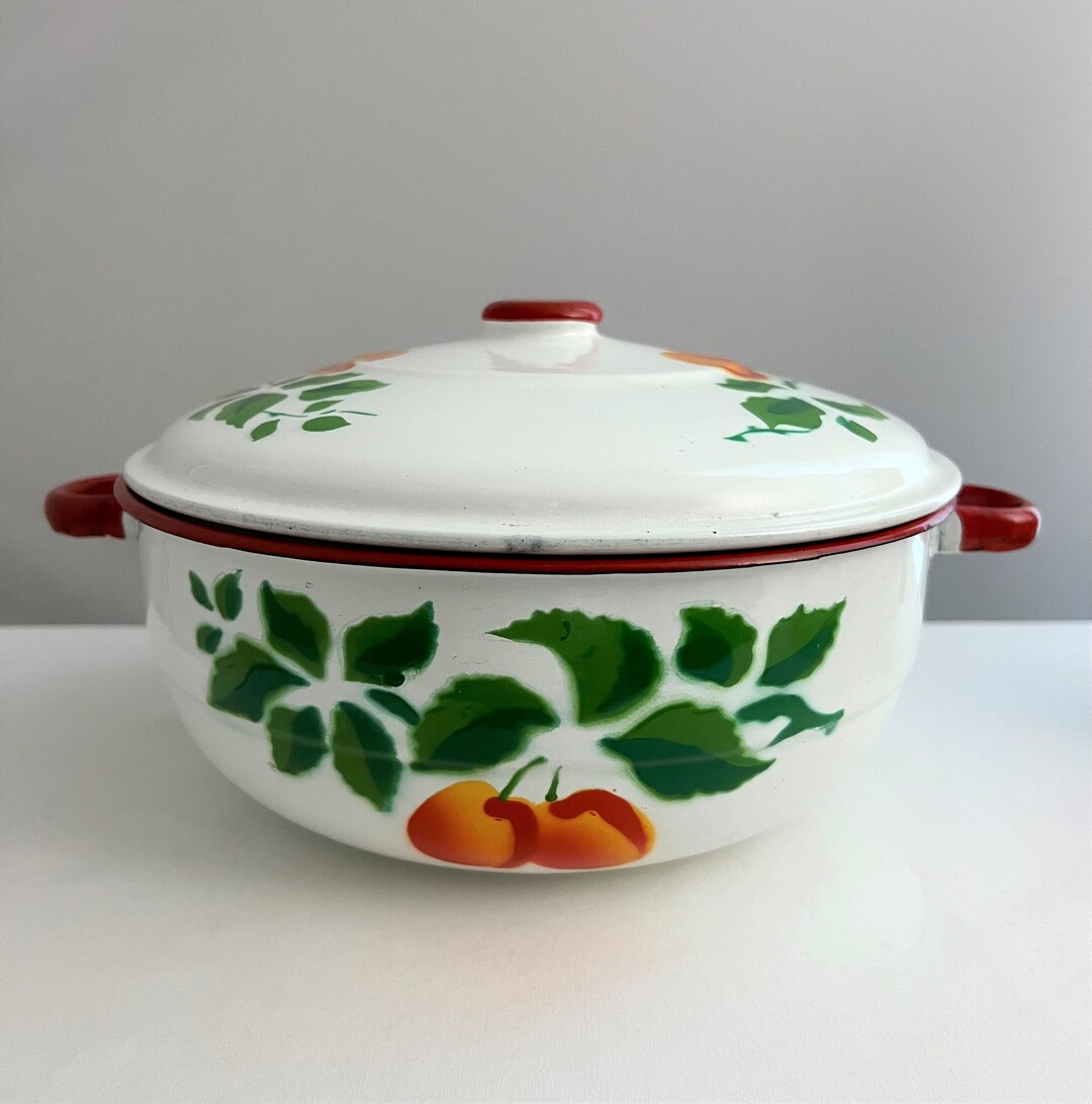 Mid-century Peach Enamelware Cook Pot With Lid - Made in Poland - Etsy