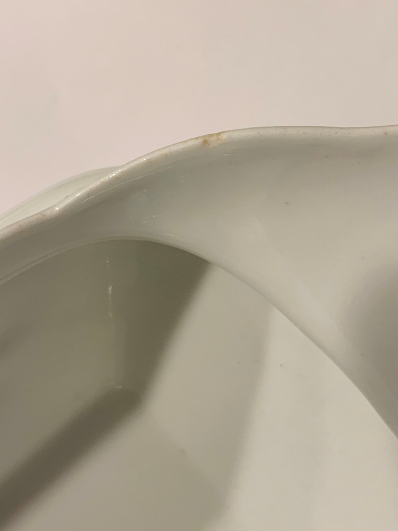Antique Double Gravy Boat Antique Sauce Serving White Gold Transferware White Porcelain Ceramic Antique Tableware Double Handle Double Spout