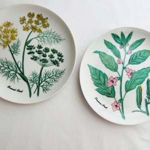 2 Vintage Japan Ceramic Kitchen 7 1/2&quot;  Wall Plates Fennel Seed Plate & Sesame Seed Plate