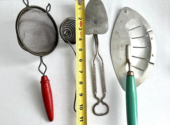 Cooking Utensils Charm Sterling Silver Strainer Spatula and Egg Beater 3D - Made in the USA Cooking Utensils Charm Sterling Silver Strainer Spatula and Egg Beater 3D - Made in the USA
