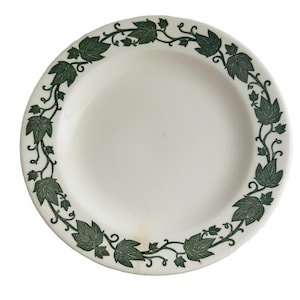 Vintage Royal China Dessert Plates: Green Ivy Border, Set of 6