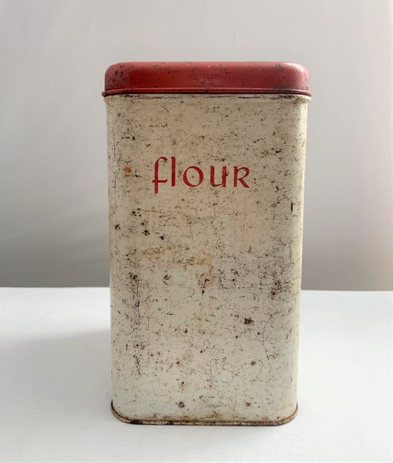 Vintage Harvell 1950s Flour Canister Space Saver Flour Tin Retro 1950s  Kitchen Storage Container 