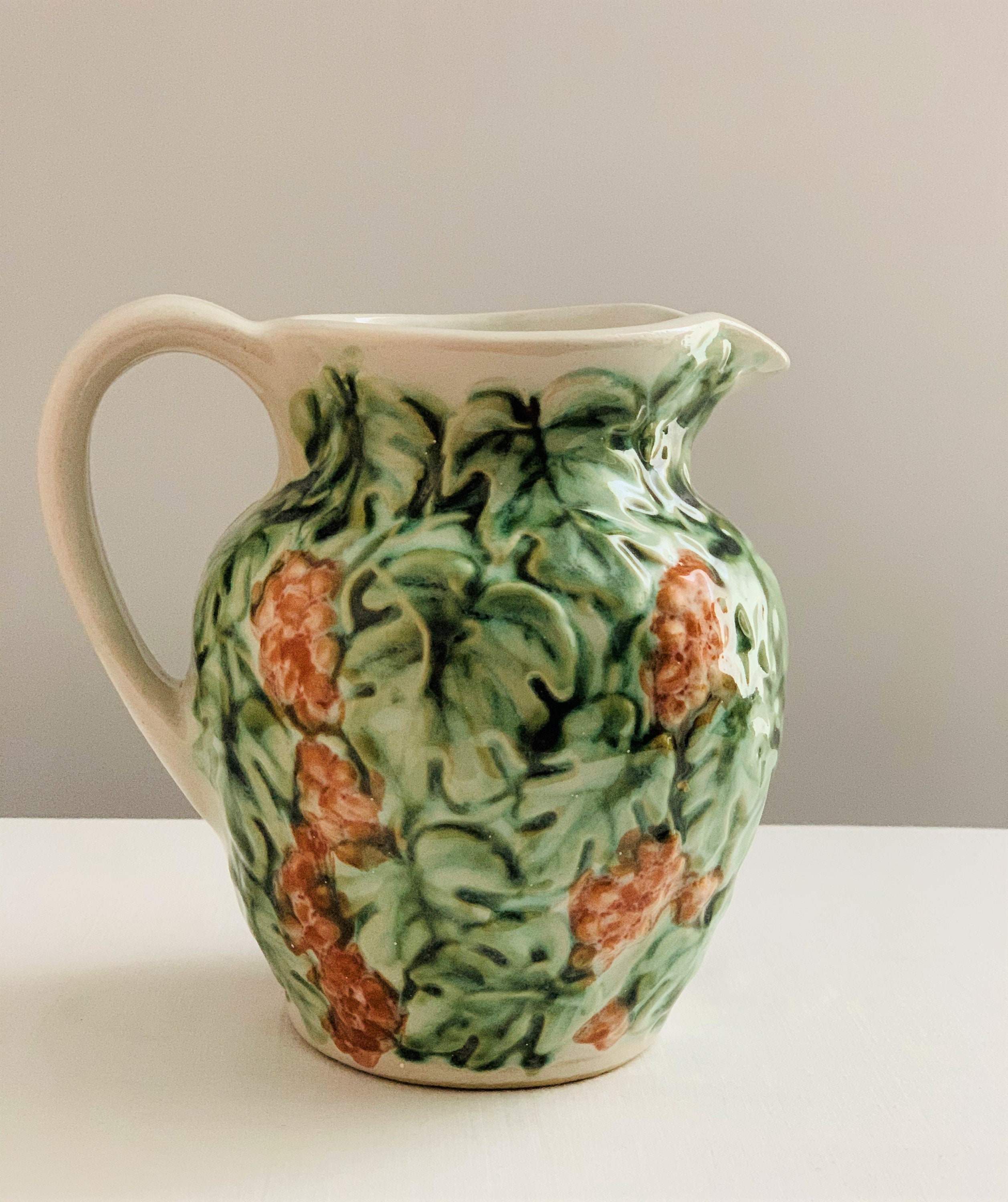 Vintage John B Taylor Pottery Pitcher: Majolica Style, USA Made - Etsy