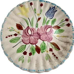 Vintage &quot;Waltz Time&quot; Pattern Blue Ridge Plate / Hand Painted Underglaze Southern Potteries / USA Pottery Company