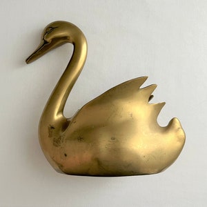 Mid-Cenury Brass Swan Planter Figural Swan Planter Pot