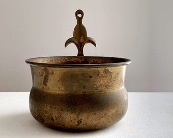 Mid-Century Hanging Brass Bowl Brass Fleur de Lis Bowl