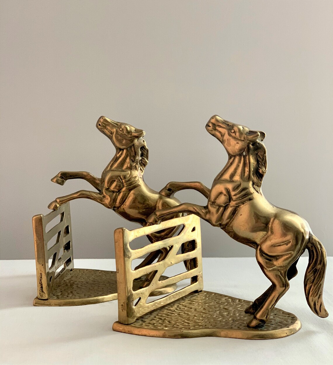 Vintage Brass Bookends 2 Horse Bookends Mid Century Brass Etsy
