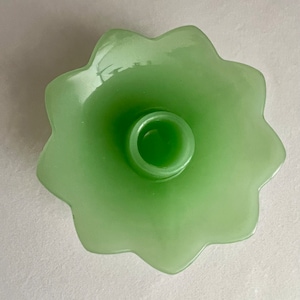 Vintage Fenton Jade Translucent Glass Flower Single Taper Candle Holder