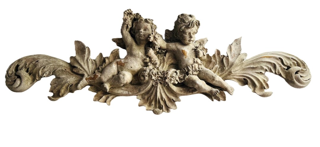 Vintage Angel Wall Plaque / Angles Architectural Header / Cherub Angels ...