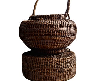 2 Primitive Woven Baskets