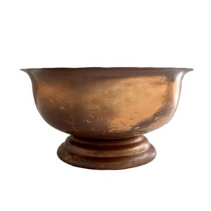 Vintage Copper Bowl / 9" Diameter x 4" High Footed Copper Bowl