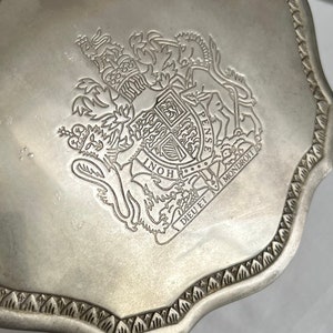 Vintage Lion Jewelry Box Aged Silver Plated Dieu Et Mon Droit God and My Right United Kingdom Coat of Arms Ornate Box 4 Lion Head Feet image 9