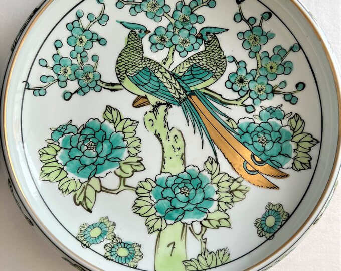 Vintage Imari Peacock Peahen Bowl & Gold Imari Hand Painted Bowl Japan