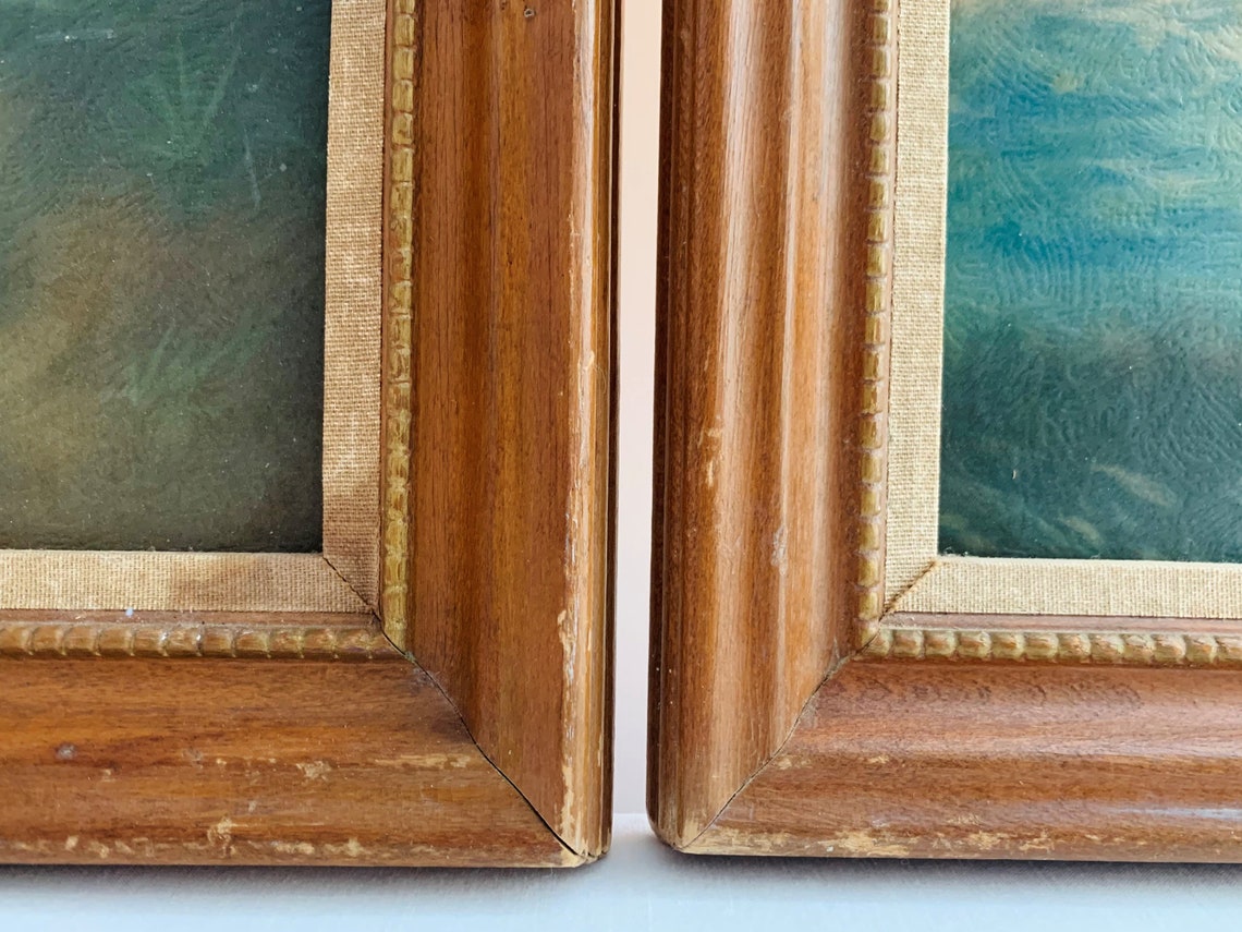 Vintage Romantic Framed Art Prints Linen Wood Frame Set of 2 Etsy