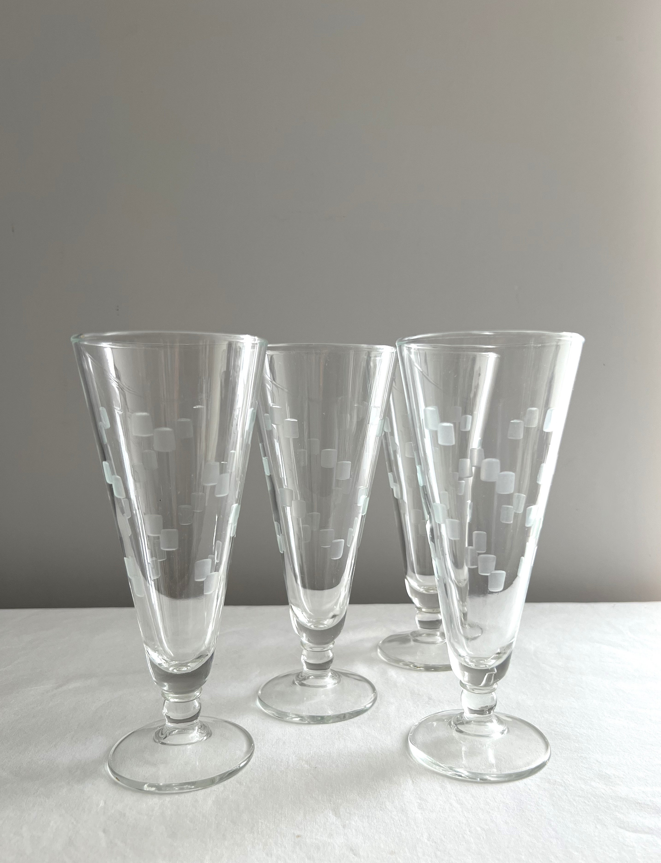 5 Mid-century Footed Pilsner, Wine Drinking Glasses 12 Ounce Glassware ...