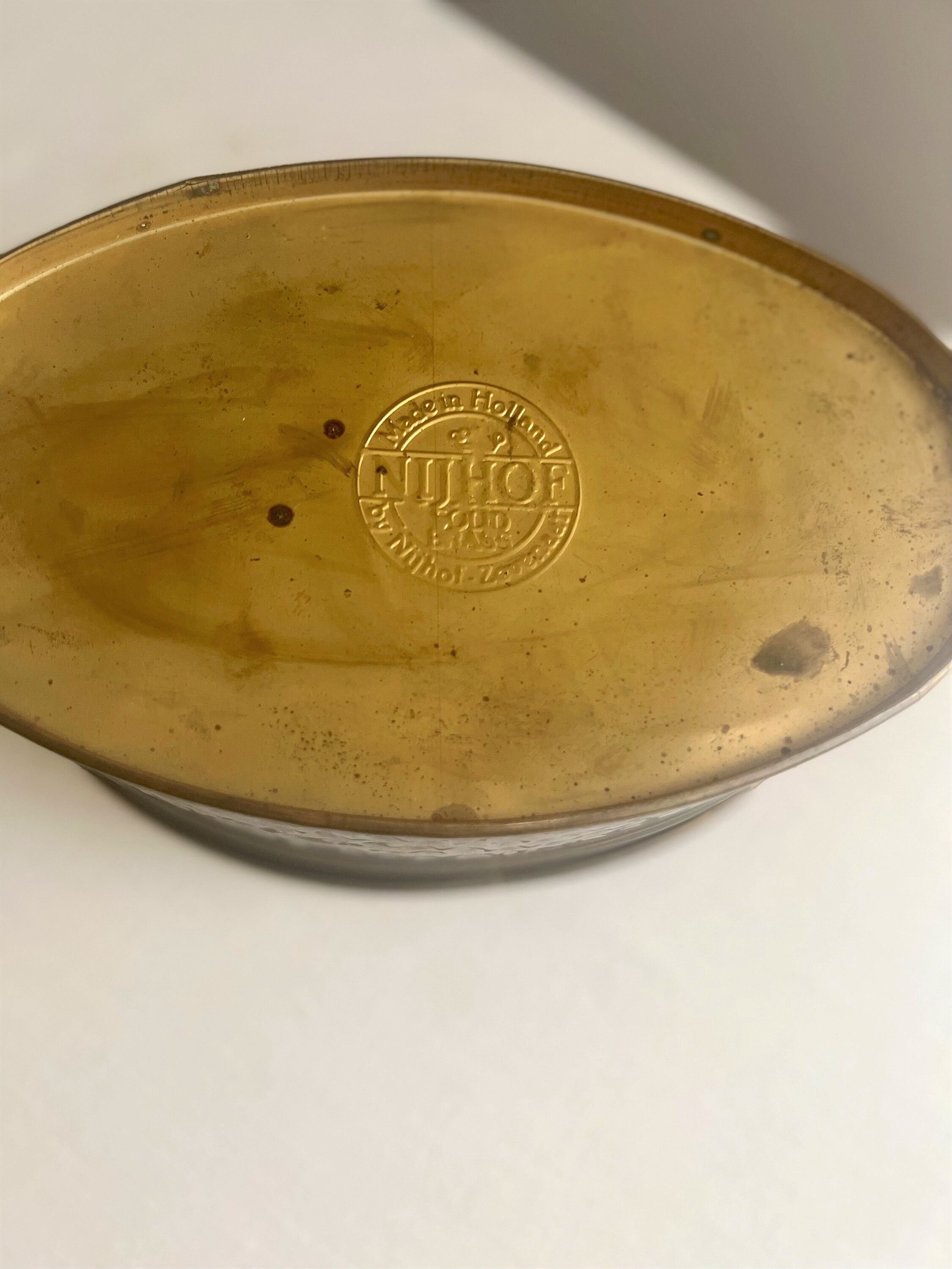 ランキング2025 Pot Planter Handle 2 Brass Hammered Vintage Nijhof in Made アンティーク雑貨