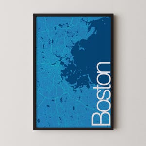 Boston, États-Unis - Poster de carte moderne, Plan de la ville, Art du voyage, Cadeau, Poster monochrome