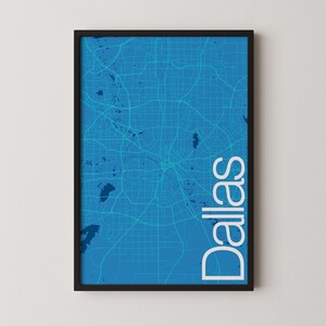 Dallas, États-Unis - Poster de carte moderne, Plan de la ville, Art du voyage, Cadeau, Poster monochrome