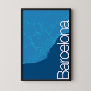 Barcelona, Spanien - Moderne Karte Poster, Stadt Karte, Reisekunst, Geschenk, Monochrome Poster