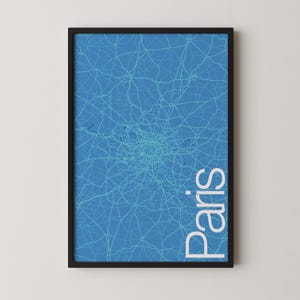 Paris, Frankreich - Moderne Karte Poster, Stadt Karte, Reisekunst, Geschenk, Monochrome Poster