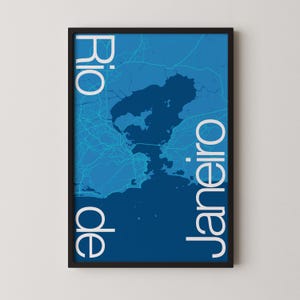 Río de Janeiro, Brasil - Póster de mapa moderno, mapa de la ciudad, arte de viaje, regalo, póster monocromático