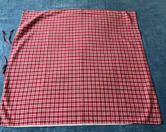 Antique French Kelsch Pillow Cover. Raspberry Red Pink Check Plaid Linen. Rare Find Handwoven Textiles from Alsace Region of France