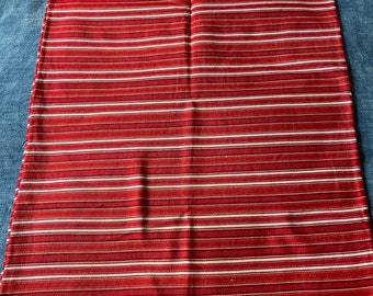 Vintage Striped Pillow Cover: Red, Orange, & White Folk Textile