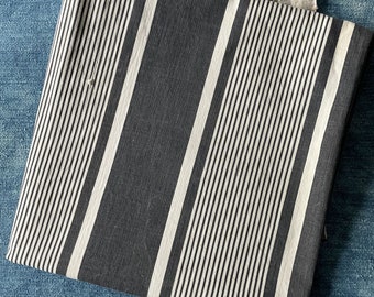 Antique French Ticking Stripe Fabric. Dark Gray Stripe Heavyweight Cotton. Quilting and Sewing Fabric . Excellent Condition