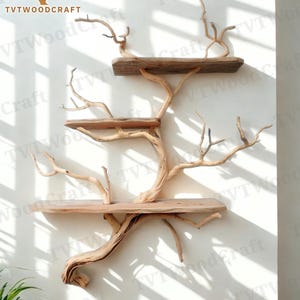Tree books shelf decor solid wood carving floating bookshelf wall mount driftwood branch shelves on wall art