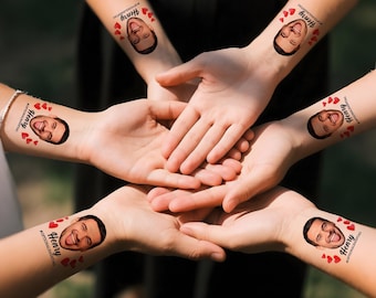 Custom Temporary Tattoos, Bachelorette Party Favor, Groom's Face Tattoo, Personalized Party Tattoo, Bride Tattoo, Party Favors