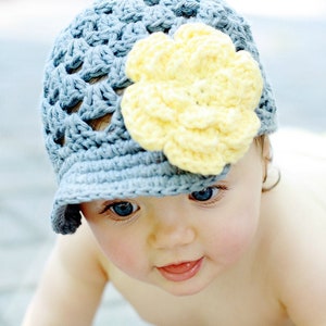 Crochet PATTERN Breezy Brimmer Newsboy, Open-Weave Beanie ALL sizes included: newborns to adults Easy PDF 115 Sell what you Mak image 1