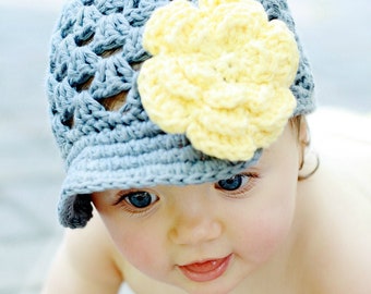 Crochet PATTERN - Breezy Brimmer - Newsboy, Open-Weave Beanie - ALL sizes included: newborns to adults - Easy - PDF 115 - Sell what you Mak