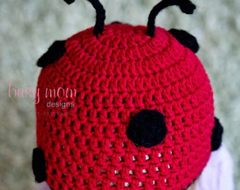 CROCHET PATTERN - Little Buggy or Ladybug / Ladybird Hat - Sizes from Preemie or doll to Adults - PDF 106 - Sell what you Make